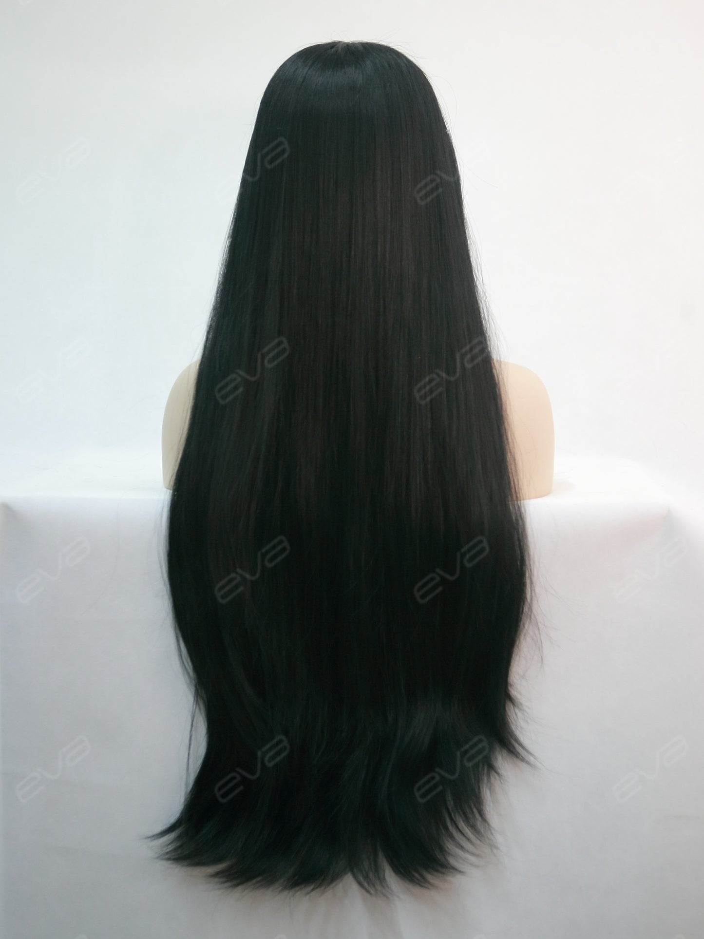 30" Long Kimk Inspired Black Yaki Straight Synthetic Lace Front Wig