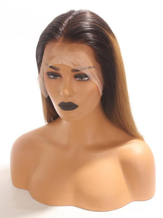 14 INCH BROWN OMBRÉ 4" PARTING LACE FRONT WIG