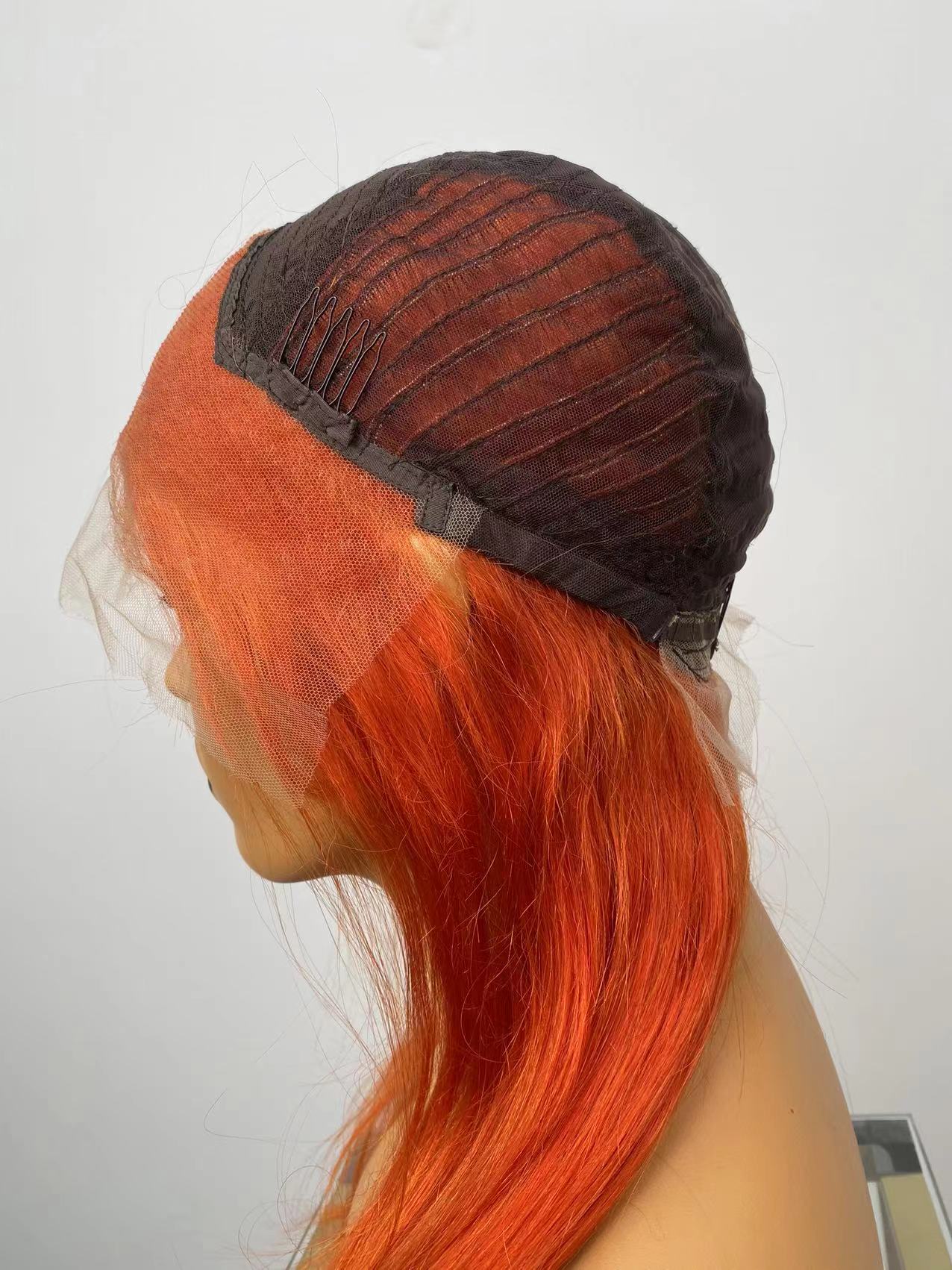 Custom Color And Length 16"-24" Available Light Copper Red Color #130 Virgin Human Hair Lace front Wig