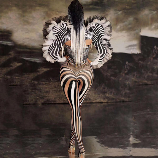 Zebra Leotard Bodysuit