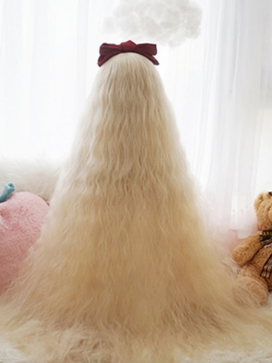 2021 New Style Blonde Super Long Wavy Synthetic Wig With Bangs