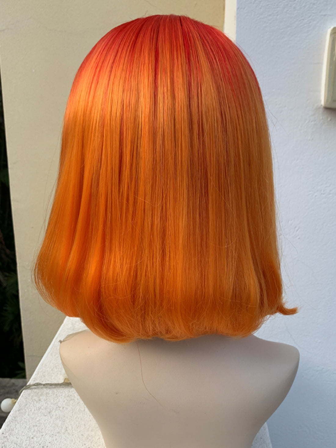 2022 New Style Orange Ombre Medium Straight Synthetic Lace Front Wig