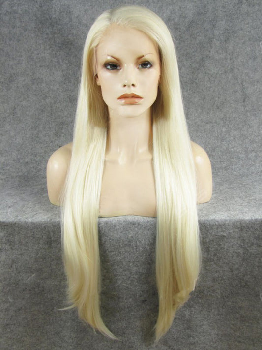 Long Straight Blonde Synthetic Lace Front Wig