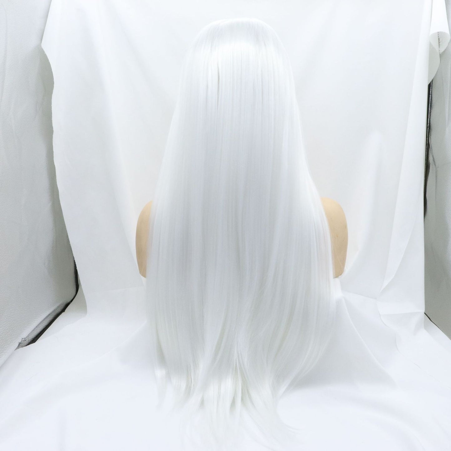 Super Long White Straight Synthetic Lace Front Wig