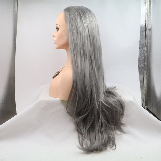 Long Dusty Grey Wig