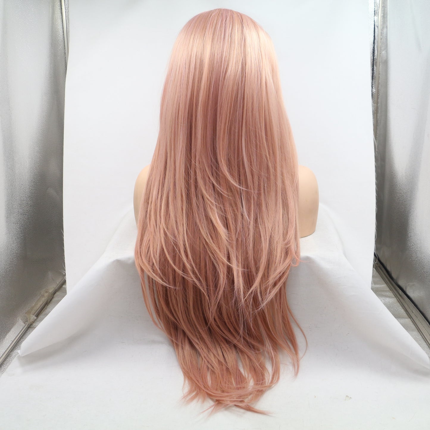 Long Peach Pink Wig