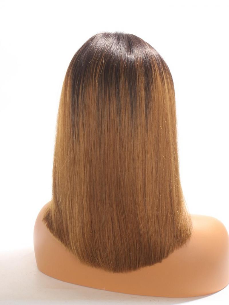 14 INCH BROWN OMBRÉ 4" PARTING LACE FRONT WIG