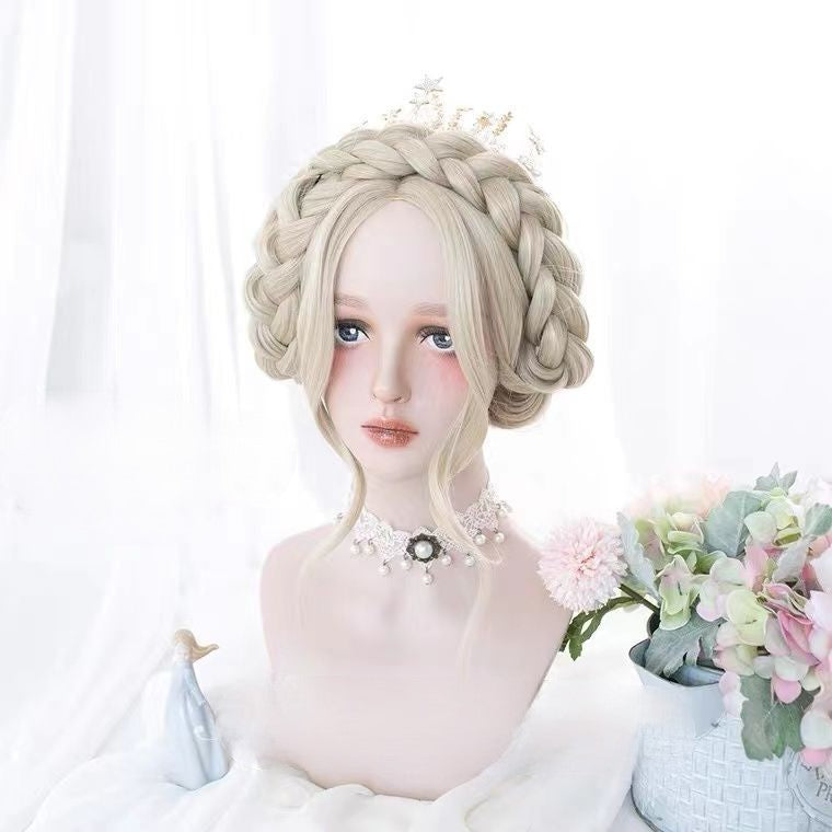 Beige Golden Color Long Wavy Lolita Synthetic Wig