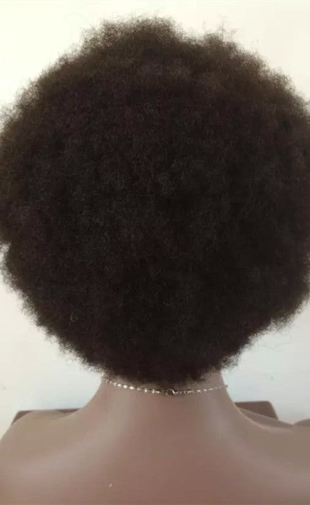 Machine Made Glueless Lace Cap Afro Human Hair Wig